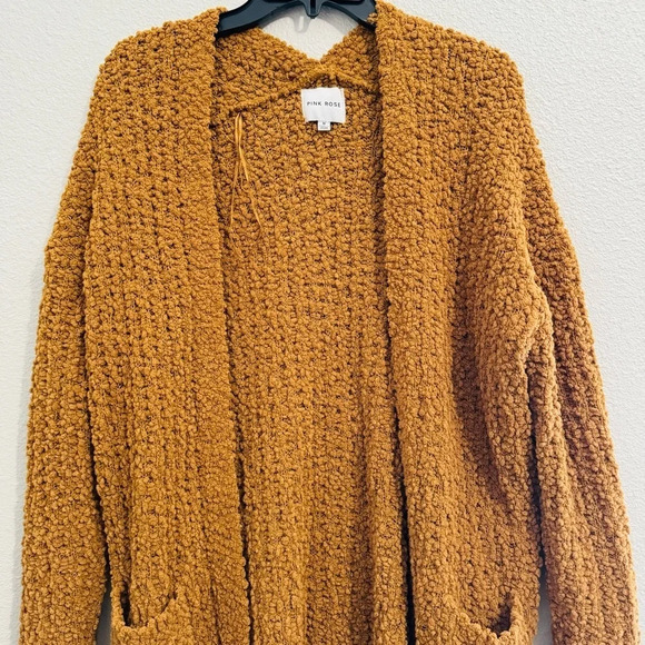 Pink Rose‎ Rusty Orange Sherpa Soft Open Cardigan Size Medium - Picture 2 of 10